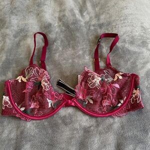 Victoria's Secret Burgundy Floral Lace Bra